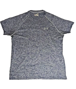Under Armour Mens Heat Gear T-Shirt Academy Blue Heather Size Medium UA LOGO - Picture 1 of 6