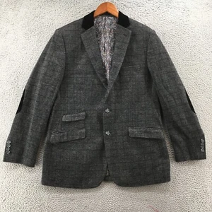 Alberto Cardinali Blazer Jacket Mens 44 Gray Wool Blend Check Notch Lapel Collar - Picture 1 of 20
