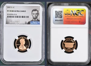 2007-S LINCOLN CENT NGC PF70 RD U.C. PORTRAIT LABEL "TOP POP NGC VALUE $90" - Picture 1 of 1
