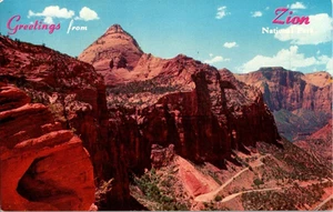 Greetings from Zion National Park aerial view Utah 1963 posted - Picture 1 of 2