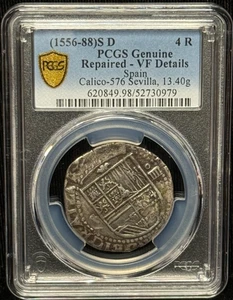 (1556-88) Spain Silver 4 Reales PCGS VF Details-979 - Picture 1 of 2