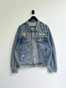 Vintage 90s Lee Cooper US Navy Denim Jeans Jacket Size L XL Mens - Picture 1 of 7