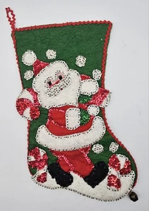 Medias de Navidad completas vintage BUCILLA ~ 11,5" hechas a mano SANTA medias  - Imagen 1 de 12