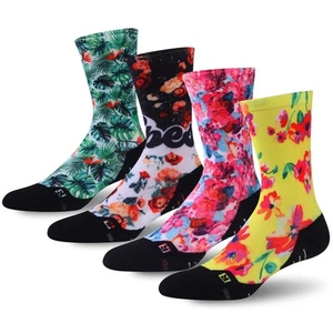 Cycling Socks, Men's Women's Cool Crazy Floral Crew Mid Calf Novelty Outdoor ... - Picture 1 of 6