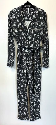 Mono STEELE the Label Stasia Boiler Suit Talla Pequeña Gris Azul Floral Foto 1 de 4