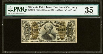 FR# 1342 Fractional 1864 Union Currency 50c, Civil War Third 3rd Issue, PMG 35 - Image 1 of 4