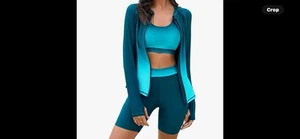 Women's 3 Piece Rash Guard Built-in Bra Long Sleeve UV Sun Protection - Picture 1 of 7