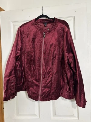 Torrid Jacket Womens Size 4 Red Velvet Lace Up Gothic Rockabilly Moto VGC - Image 1 of 4