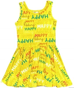 Dot Dot Smile Girls Dress Tank Twirl Sleeveless HAPPY birthday Yellow New Sz 7 - Picture 1 of 1