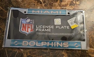 Nuevo marco de matrícula Miami Dolphins Classic Bling cromado 12 X 6 pulgadas NFL  - Imagen 1 de 2