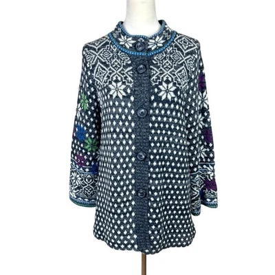 Suéter Cárdigan Largo Nórdico Tejido Grueso Mezcla Lana Rosie Neira Anthropologie S Foto 1 de 4