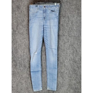 Hollister Womens Light Wash High Rise Super Skinny Jeans Distressed Size 2 Denim - Picture 1 of 10