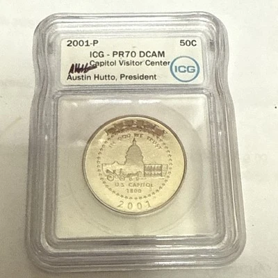 2001-P Capitol Visitors Center PR70 DCAM ICG Austin Hutto Signed - Image 1 of 2