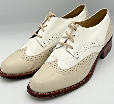 Kenneth Cole 80-х седло Оксфорд 7,5 M кожаные туфли двухцветный кремовый белый винтажный - Изображение 1 из 4