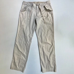 J Crew Military Trouser Pant Men 36x34 Khaki Tan Wide Leg Drawstring Flap Pocket - Picture 1 of 7