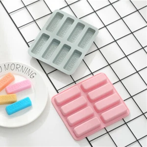 8 Bars Silicone Beeswax Mould Grey Baking Ice Cubes Chocolate Cake Decor Gift - Picture 1 of 9