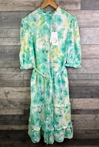 Raishma Studio Anna Midikleid Gr. UK 16 Grün Blumen Boho Lang Stufen Hochzeit - Bild 1 von 11