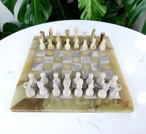 Grünes Onyx Schachspiel, 15" Brett, einzigartiges Steinschachspiel, Aufbewahrungsbox, Schachgeschenk - Bild 1 von 21