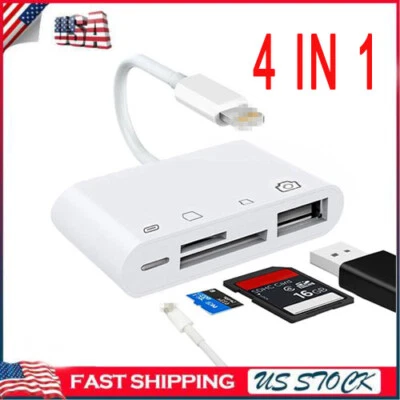 USB to Card Reader Adapter USB Camera Micro SD Memory Slot for iPhone iPad iPod - Image 1 of 4