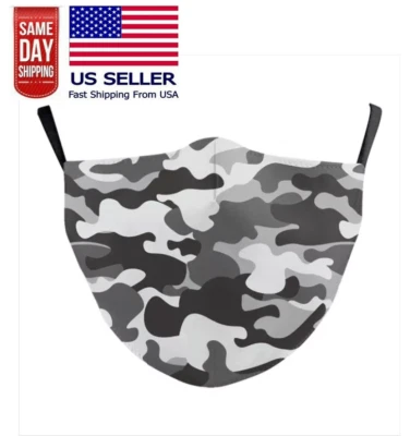 Camouflage Gray Face Mask Washable Adjustable Hunting Military US Seller Fast  - Image 1 of 4