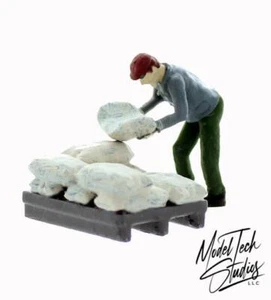 S scale Figure Sack Stacking Worker with Sacks Set comes Painted 1/64 scale - Picture 1 of 1