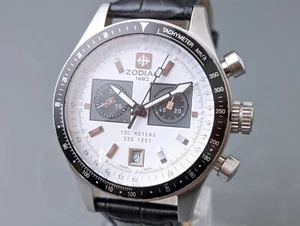 Orologio Uomo Zodiac Astroracer ZO3808 Quadrante Panda Cronografo Quarzo - Foto 1 di 18
