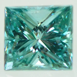 Princess Shape Diamond Fancy Greenish Blue Color VS2 Certified Enhanced 0.61 Ct - Imagen 1 de 9