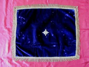 19C. ANTIQUE HANDMADE VELVET & GOLD THREAD TABLE COVER w/CHRISTIAN CROSS - Picture 1 of 4