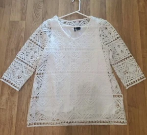 Top manica corta foderato nuovo direzioni taglia L bianco donna - Foto 1 di 3