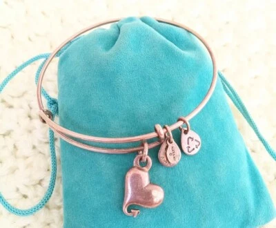 Pulseira ajustável Alex And Ani coração cristais coração cupido pulseira ouro rosa.  - Imagem 1 de 2