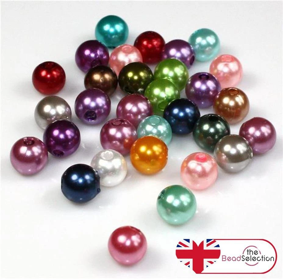 20 COLOUR CHOICE TOP QUALITY ACRYLIC FAUX ROUND PEARL BEADS 4mm 6mm 8mm 10mm 12m - Image 1 of 1