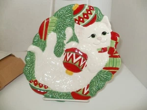 Fitz And Floyd Yuletide Kitten Canape Plate Dessert Tray Plate NIB 2008 - Picture 1 of 4