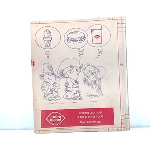Vintage 1975 Texas Dairy Queen Paper Textbook Cover DQ Kid Curly Sweet Nell - Picture 1 of 3