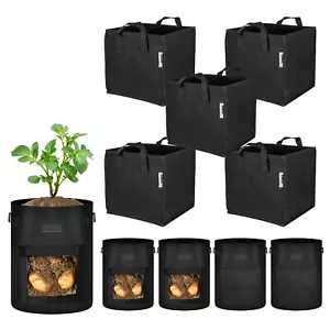 7 gal 5pcs Potato Grow Bags & 7 gal 5pcs Square Planter Pots for Garden Black - Picture 1 of 12