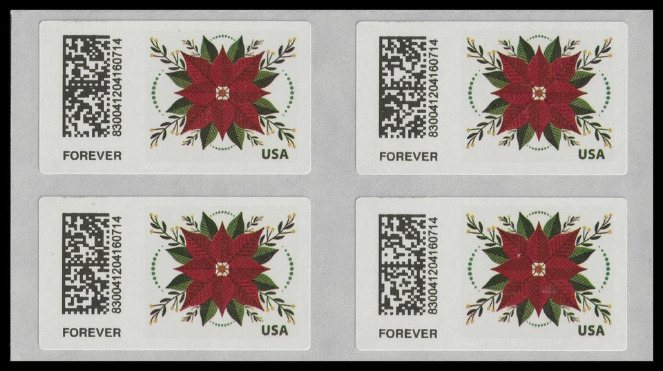 US CVP114 Holiday Joy Poinsettia Kiosk ATM F block 4 MNH 2024 - Image 1 of 1