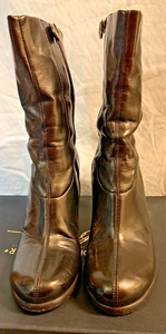 Donald Pliner BRONZE Metallic Disco Boots Booties Mid Calf Sz 8AA Narrow - Picture 1 of 13