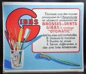 Antike Werbung Über Karton Gibbs Bürste Zahnbürste Display Giraudy Sammlung - Bild 1 von 7
