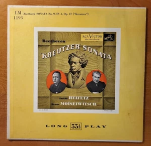 Beethoven Sonata No 9 in A Op 47 Kreutzer Heifetz Moiseiwitsch RCA Victor LM1193 - Picture 1 of 4