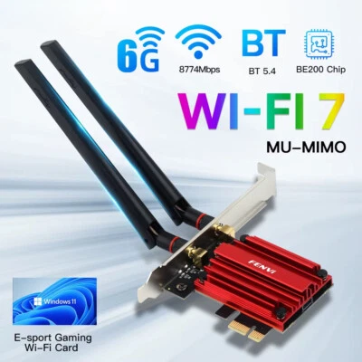 WiFi 7 BE200 PCIE WiFi Adapter For Bluetooth 5.4 Tri-Band 2.4G/5G/6GHz 8774Mbps - Image 1 of 4