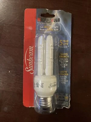 Bombilla fluorescente compacta de ahorro de energía Mighty Bulb Sunbeam 550 lúmenes NUEVA Foto 1 de 2