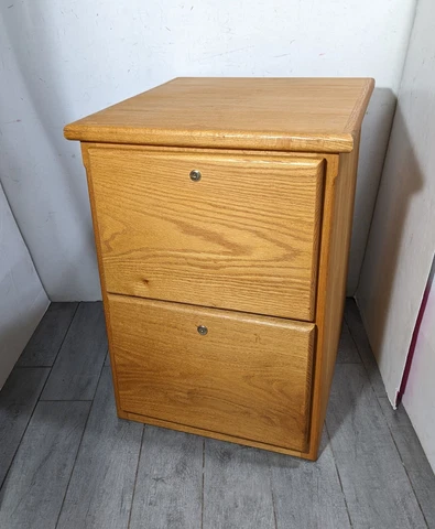 Vintage Heavy Duty Industrial Mission Oak Wood Filing File Cabinet 2-Drawer T32A Cover