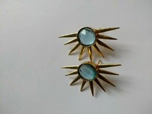 Hydro London Blue Quartz Sun Ear Stud,Faceted Gemstone Earring, Gold Plated Stud - Picture 1 of 5