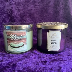 2 Bath & Body Works Candles- Mint Chocolate & Black Cherry Merlot 3 Wick Candle - Picture 1 of 4
