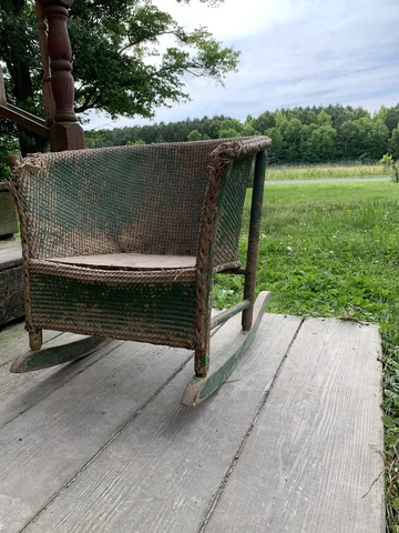 Antique Victorian Wicker Rattan Child's Chair Cover