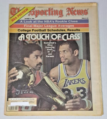 Dr J Kareem Abdul-Jabbar A Touch of Class The Sporting News October 21 1985 - Image 1 of 4