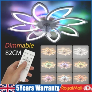 Modern RGB Ceiling Fan with Lamp 6Speed Ceiling Fan Light W/ Remote Control Jiaj - Picture 1 of 13