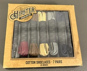 Hipster Multicolor Cotton Shoelaces 7 Pairs 33” NEW - Picture 1 of 3
