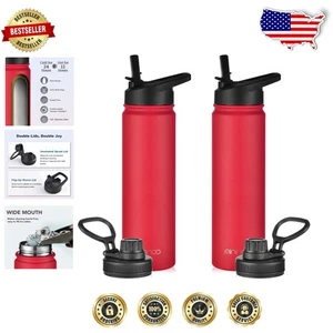 Par de botellas de agua aisladas de acero inoxidable de 24 oz - frías para 24H, calientes para 12H - Imagen 1 de 11