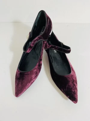 Russell & Bromley Maroon Velvet Flat Mary Jane Pumps Size EU40 - Image 1 of 4