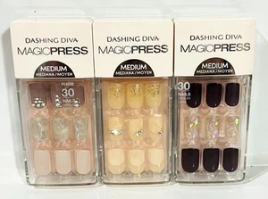 New Dashing Diva Manicure Nails Glitter Nude Maroon 3 Sets No Glue Magic PressOn - Picture 1 of 1